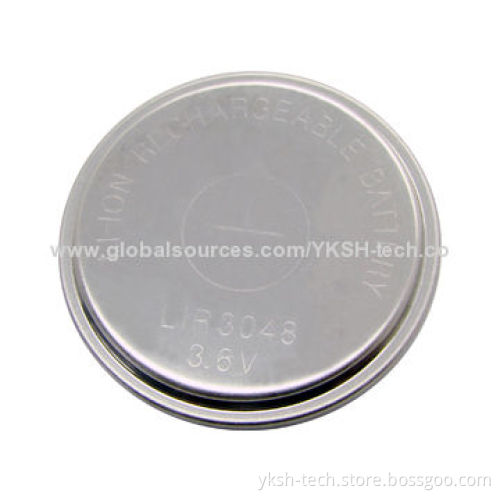 Coin Type Lithium-ion Rechargeable Cell Battery, 3.6V, 180mAh for Electronic Watches